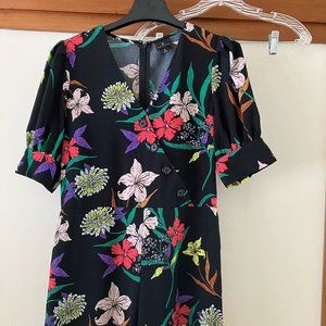 5/$15 Worthington Floral Capri Length Jumpsuit with Tie